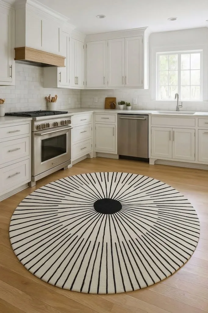 Hand Tufted Wool Sunburst Rug Black And