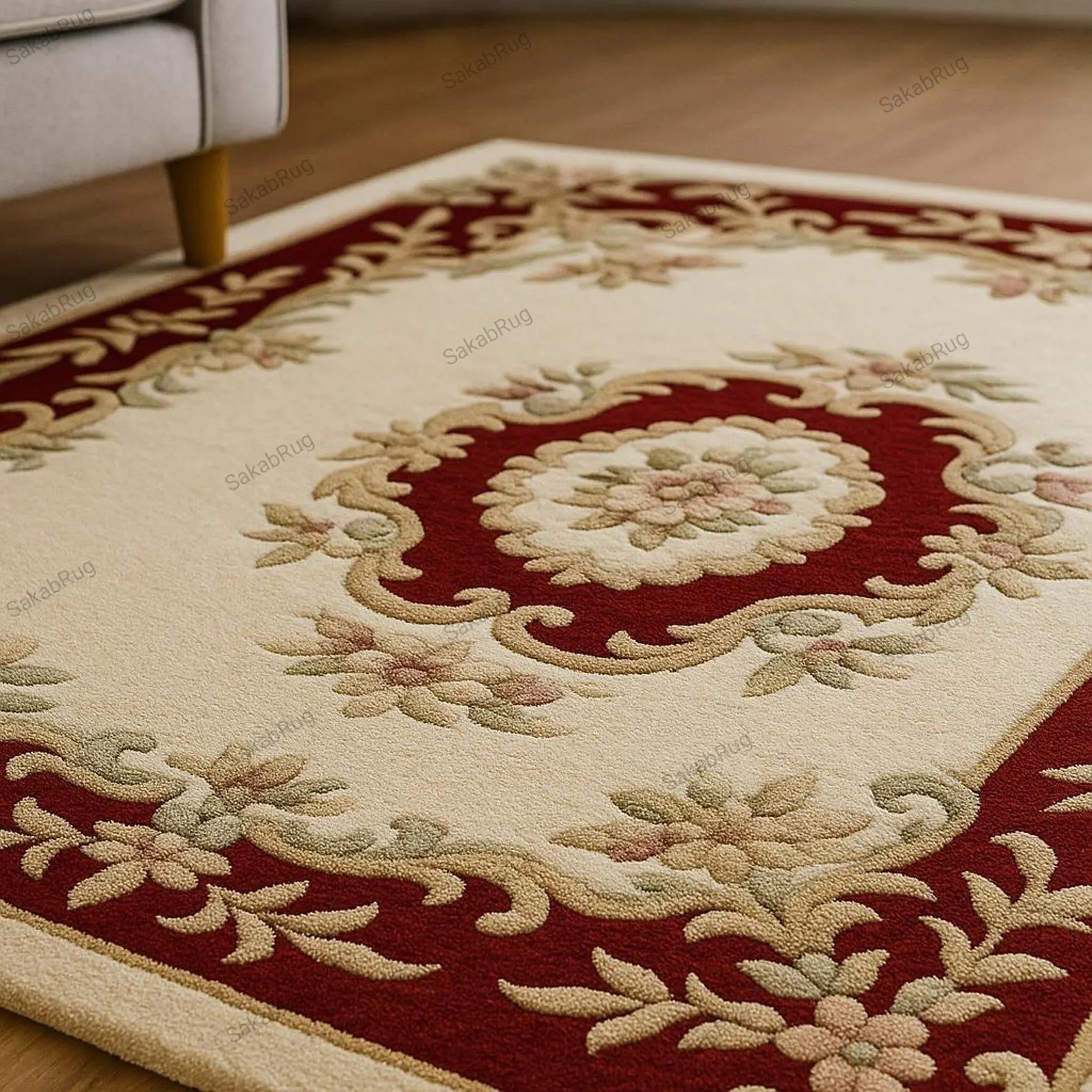 Vintage Style Red Floral Rug Traditional - View 2