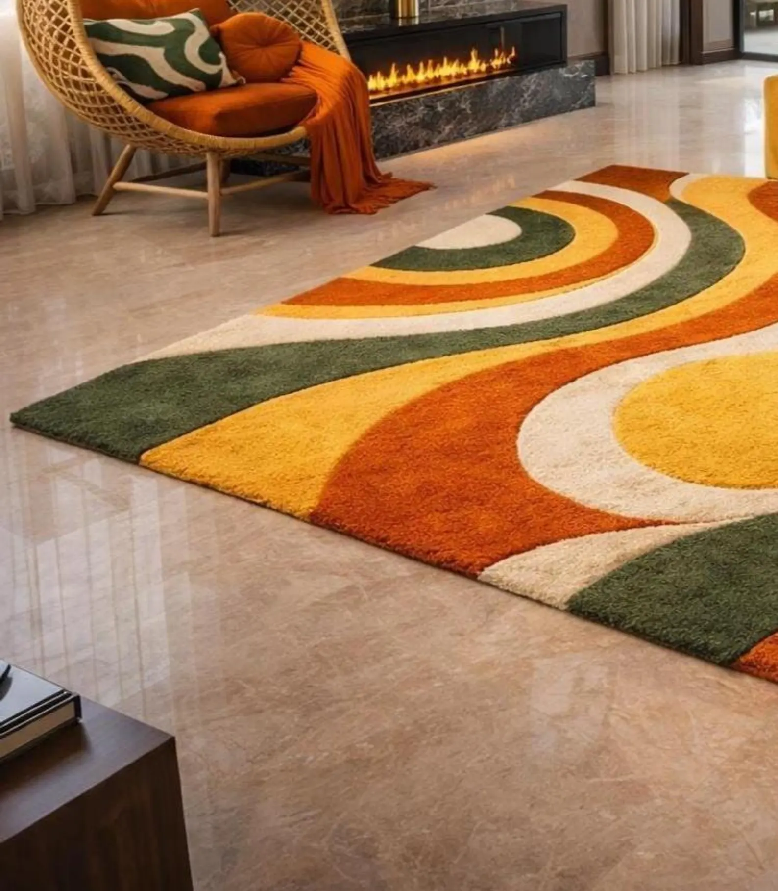 Waves Handmade Tufted Wool Area Rug Luxury - View 2